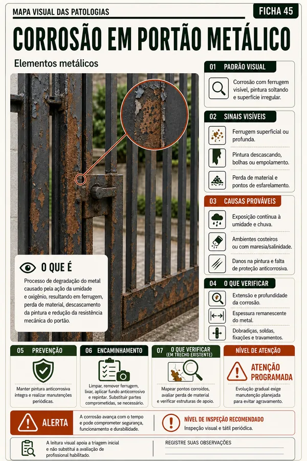 Prévia da ficha sobre corrosão em portão metálico